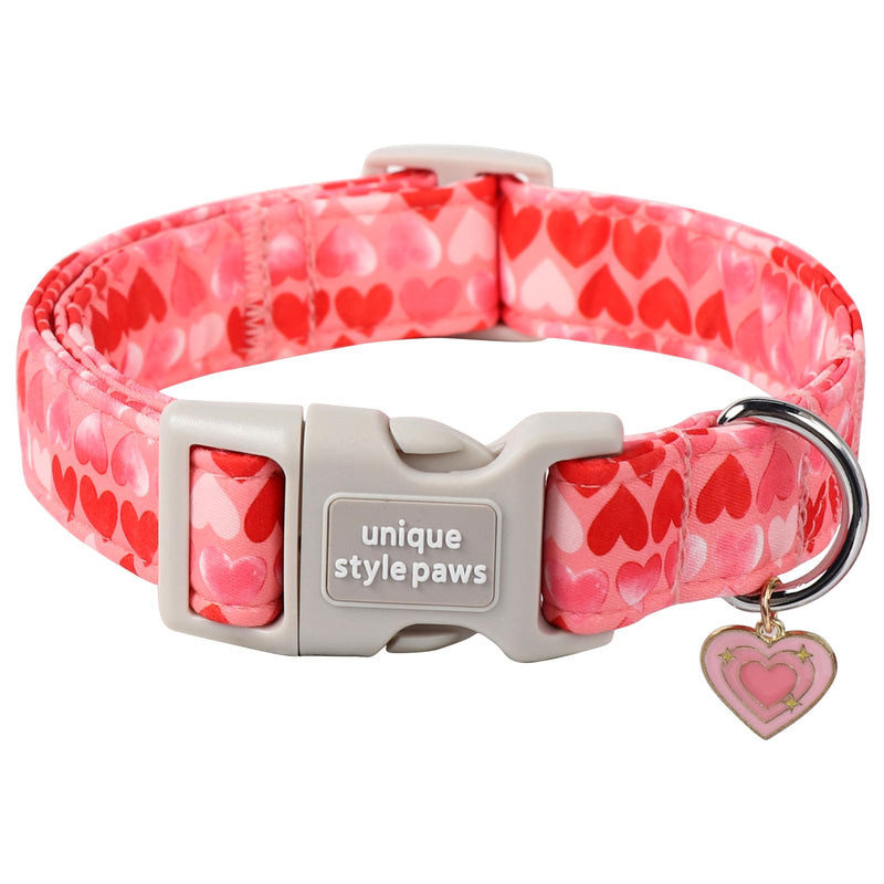 Unique style paws Valentine's Day Dog Collar Plastic Buckle Collar with Pendant Painting Love Heart Gift Wedding Small Medium Large Boys Girls Dogs L - BeesActive Australia