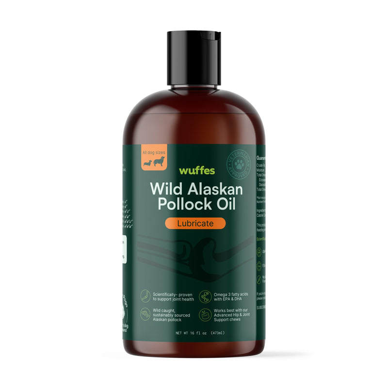 Wuffes Wild Alaskan Pollock Oil for Dogs - Natural EPA & DHA Fatty Acids, Omega 3 for Dogs, Supports Healthy Skin & Coat, Joint Nutrition, and Immune System - 100% Pure Fish Oil (16 Oz, Pollock Oil) 16 Oz - BeesActive Australia