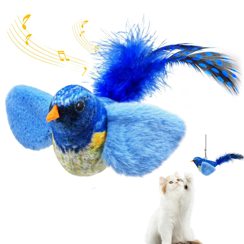 Chirping Bird Cat Toys Hanging Cat Feather Toy - Catnip Interactive Cat Toys for Indoor Cats - Automatic Cat Toy for Cat Exercise & Kicker to Self Play (Blue) Chirping blue Melody Chirping Bird - BeesActive Australia