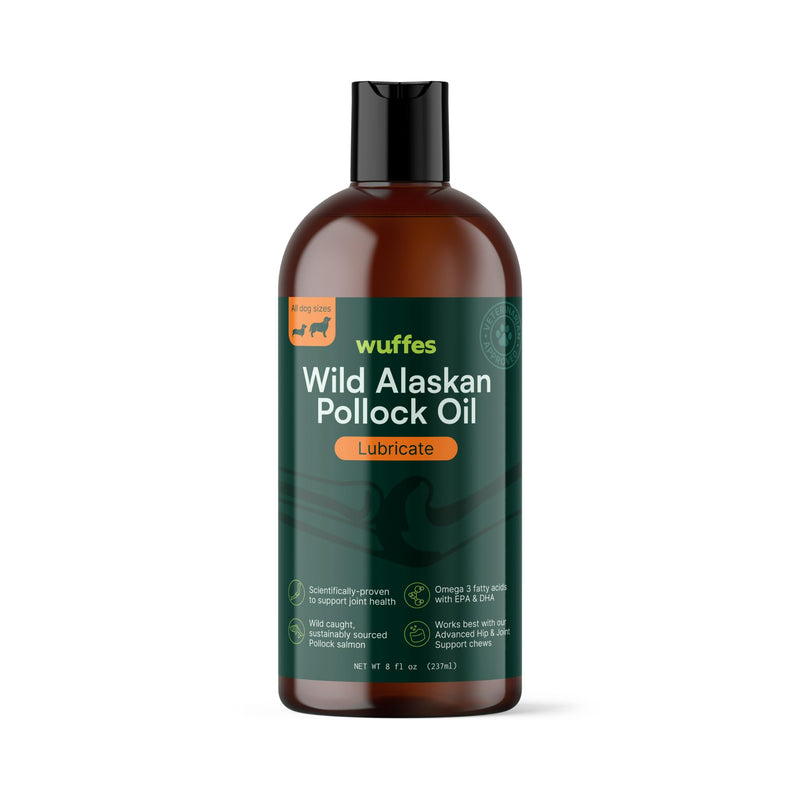 Wuffes Wild Alaskan Pollock Oil for Dogs - Natural EPA & DHA Fatty Acids, Omega 3 for Canines, Supports Healthy Skin and Coat, Joint Nutrition, and Immune System - 100% Pure Fish Oil for Pets - 8 Oz - BeesActive Australia