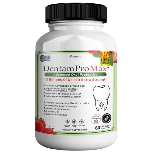DentamPro Max Fresh Breath Probiotics, Advanced Mouth and Tooth Hygiene Supplement, 60 Capsules (Pack of 1)