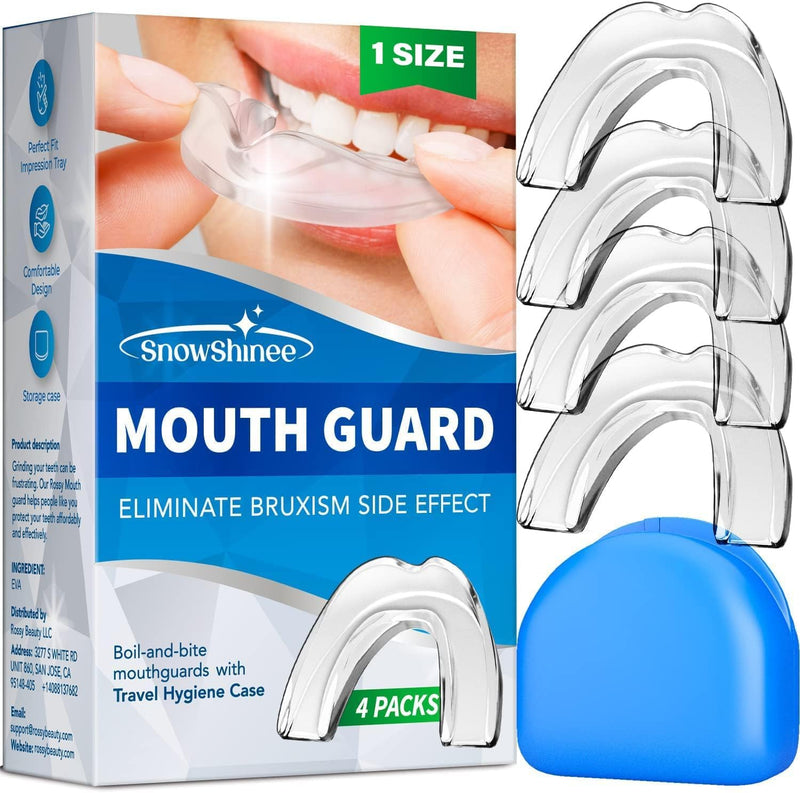 Mouth Guard: Upgraded Mouth Guard for Grinding Teeth at Night - Teeth Grinding Mouthguards for Sleeping - Mouthguards for Grinding of Teeth - Anti Grinding Guard - Night Guards for Teeth Grinding -4pc ONE SIZE 4