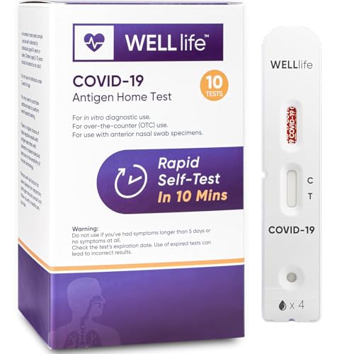 WELLlife Covid-19 Antigen Home Test, Covid Home Test 10 Tests Covid Rapid Testing Kit FDA Authorized Result in 10 Minutes Self Test at Home, Expiry Extended to Nov 2026 (Box Marked Mar 2026) 10T