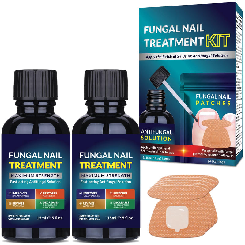 Toenail Fungus Treatment Extra Strength Kit: Nail Repair Liquid Solution and Patches - Nighttime Nail Patches Renewal - Fast Acting Drops with Undecylenic Acid, Natural Oil for Toe Finger Nails mint 1 Fl Oz (Pack of 1) - BeesActive Australia