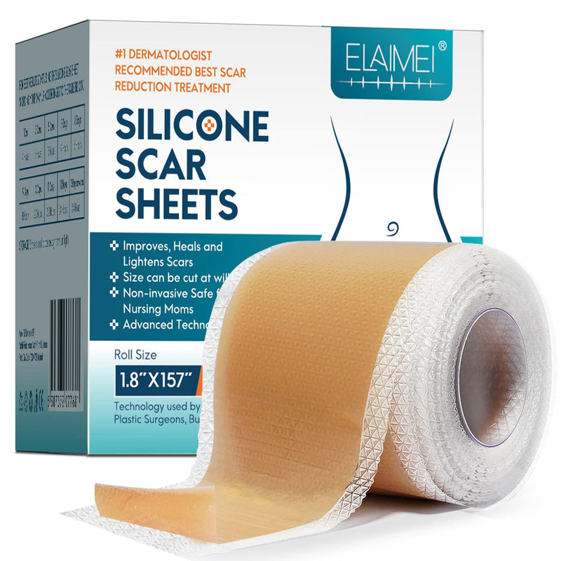 Silicone Scar Sheets Tape for Surgical Scars, C Section Scar Silicone Strips, Medical Grade, Reusable, Soften and Flattens Scars, Breast, Keloid, Professional Scar Patches. (1.8x157 Inch) 1.8x157 Inch