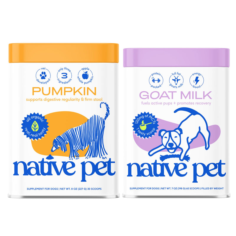 Native Pet Pup-Kin Spice Latte Bundle - Goat Milk for Dogs and Pumpkin for Dogs - Two Dog Food Topper Powders in One! - PawsPlanet Australia