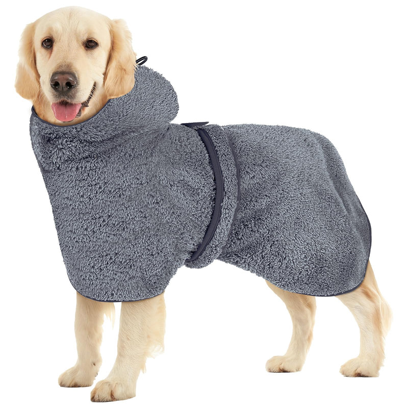 Bienbee Dog Bathrobe, Super Absorbent Dog Robe Dry Fast Dog Drying Towels with Hood Warm Keeping Dog Robes for After Bath, Grey XL X-Large - BeesActive Australia
