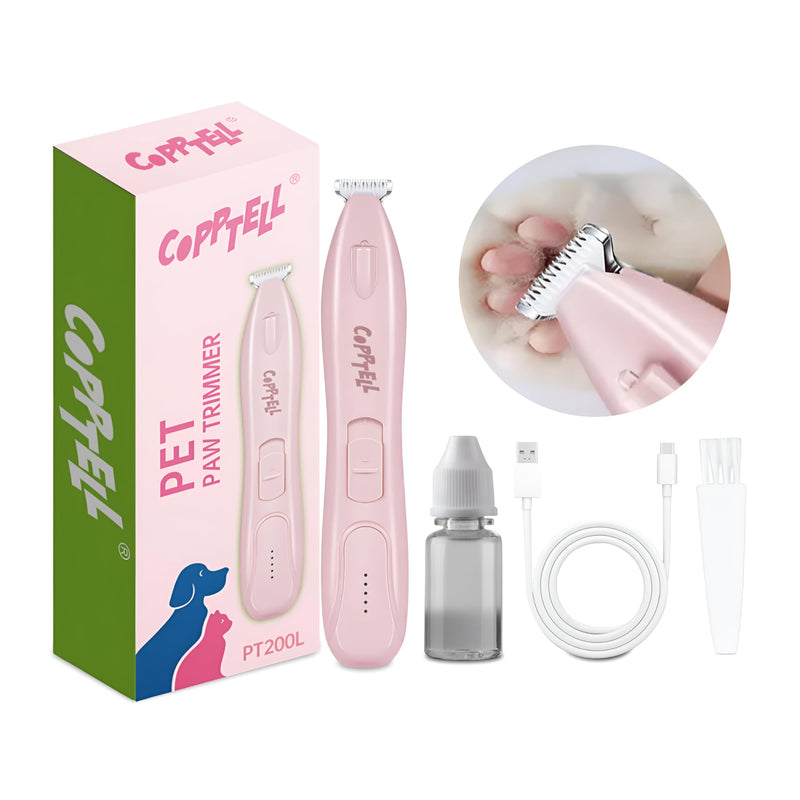Dog Paw Trimmer with LED Light, Rechargeable Cordless Grooming Clippers, 18mm Widen Blade, Low Noise (35 dB), LED Display, Ideal for Trimming Paws, Eyes, Ears, Face, and Rump for Dogs and Cats. Pink - BeesActive Australia