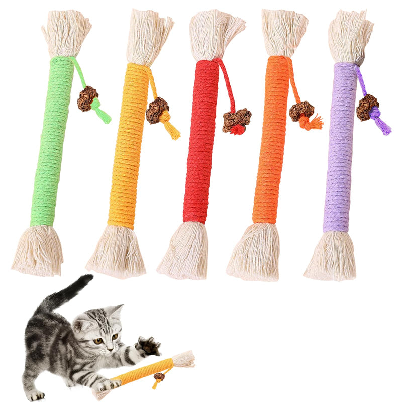 5 PCS Cat Chew Toy, 5.9in Cat Teething Toys, Catnip Toys for Cats, Teeth Cleaning Cat Toys for Indoor Kittens, Interactive Cat Toy for Indoor Cats - BeesActive Australia