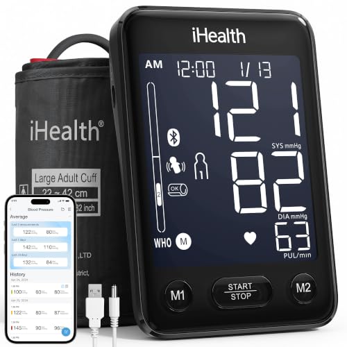 iHealth Accu Bluetooth Upper Arm Blood Pressure Monitor with Large Cuff Black