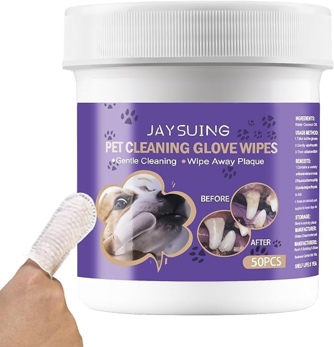 Teeth Cleaning Wipes for Dogs & Cats, Reduces Plaque & Tartar, Optimize Oral Health, Disposable Gentle Cleaning & Gum Care Pet Wipes,50 Pcs - BeesActive Australia