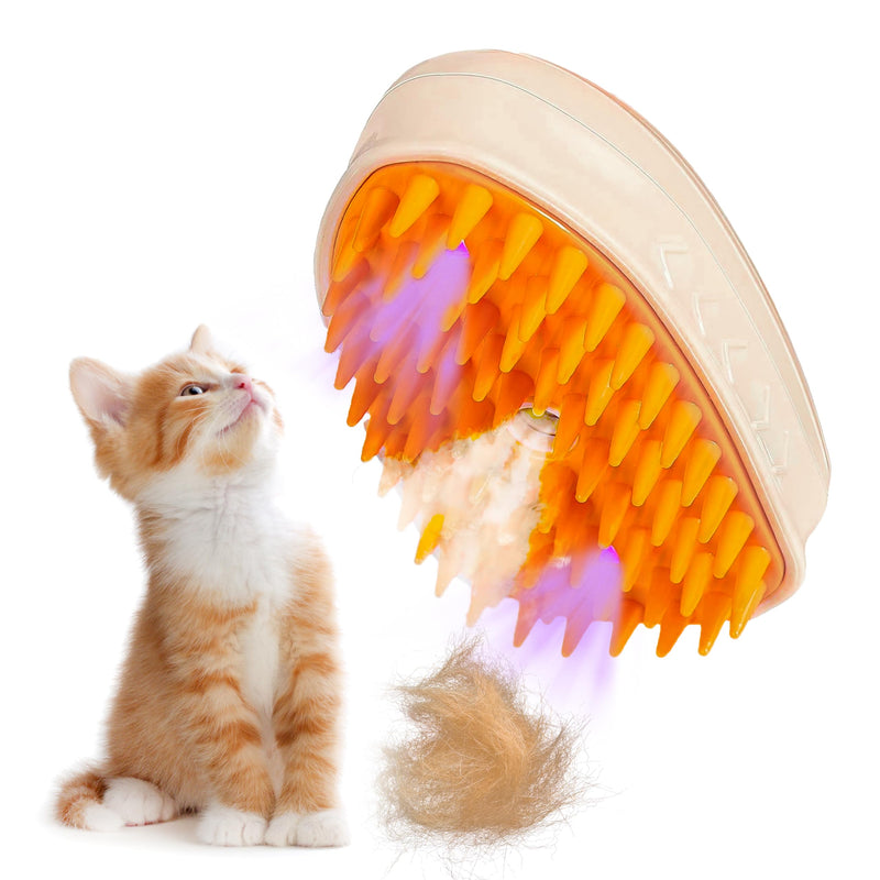 Cat Steam Brush, 4 in 1 Steam Brush for Cats, Pet Hair Steamy Brushes for Massaging and Cleaning Shedding Pets, Rechargeable Cat Brush with Steam for Long & Short Haired Cats and Dogs (orange) - BeesActive Australia