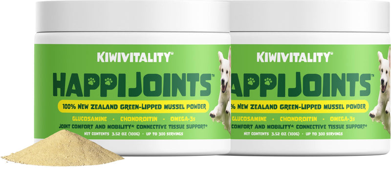 Green Lipped Mussel Powder for Dogs & Cats - Premium Hip & Joint Support for Joints, Tendons, Ligaments (400 Grams, Up to 1200 Servings) 2-Pack - PawsPlanet Australia