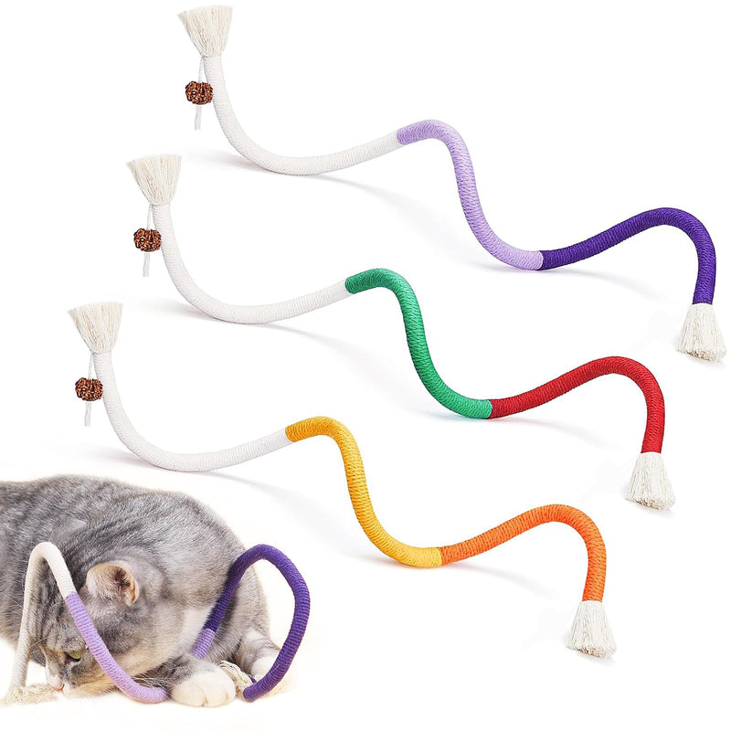 3 PCS Cat Chew Toy, Catnip Toys for Cats, 27.5in Cat Chew Toys for Teeth Cleaning, Kitten Teething Toys for Indoor Cats, Interactive Cat Toy for Indoor Cats - BeesActive Australia