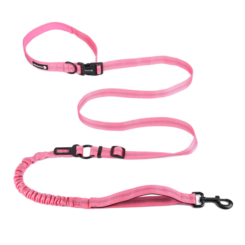 Hands Free Dog Leash Heavy Duty, Multifunctional Adjustable Hands Free Dog Leash Durable Reflective Stitches Hands Free Leash with Car Safety Buckle Waist Leash for Dog Walking Running Hiking 5-7FT Pink - BeesActive Australia