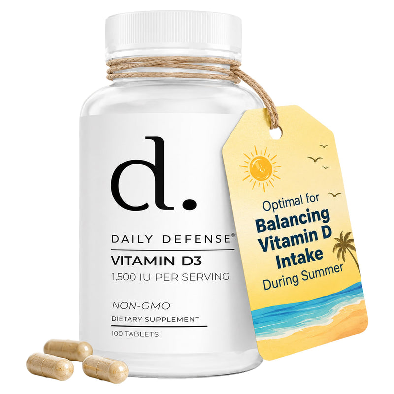 Immune Defense Supplements Vitamin D3 1500 IU for Heart Health, Daily Immune Support, Mental Clarity, & Muscle Function - 100 Vitamin D Tablets (D3 1500 IU) 100 Count (Pack of 1) 1500IU