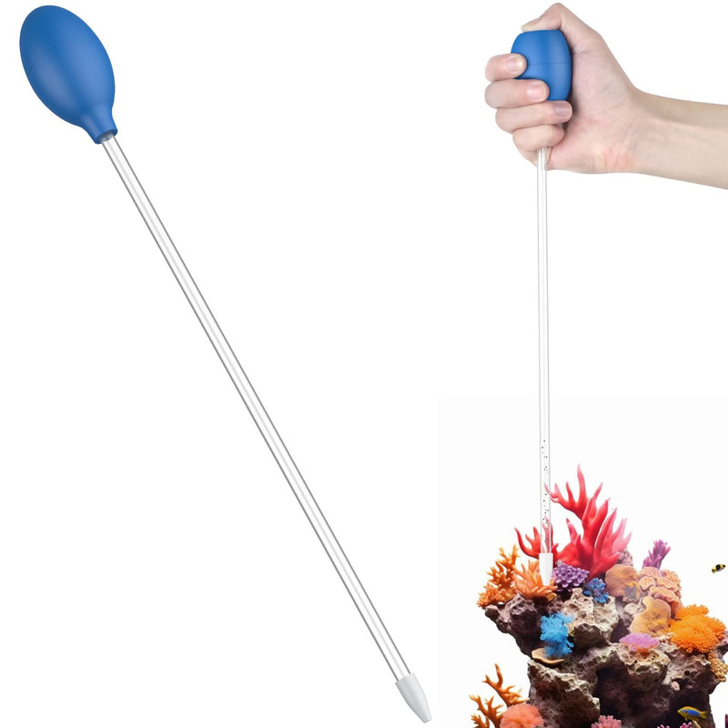 Pawfly Aquarium Coral Feeder 15.7 Inch Long Pipette for Fish Tank Coral Food Feeder Manual Coral Feeding Tube Fish Excreta Cleaner Long Acrylic Syringe for Reef Marine Fish Shrimp Aquatic Plants 15.7 Inches Blue - BeesActive Australia