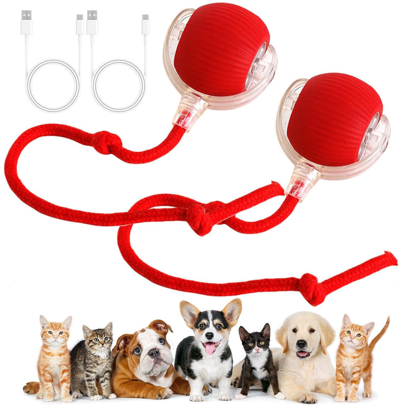 Interactive Rolling Dog Ball,Electric Dog Ball Toy,2024 New Interactive Rolling Ball Dog Toy,Viral Rolling Ball for Dog/Cat,360° Smart Automatic Rolling Ball Toy Rechargeable（Red+Red） Red+Red - BeesActive Australia
