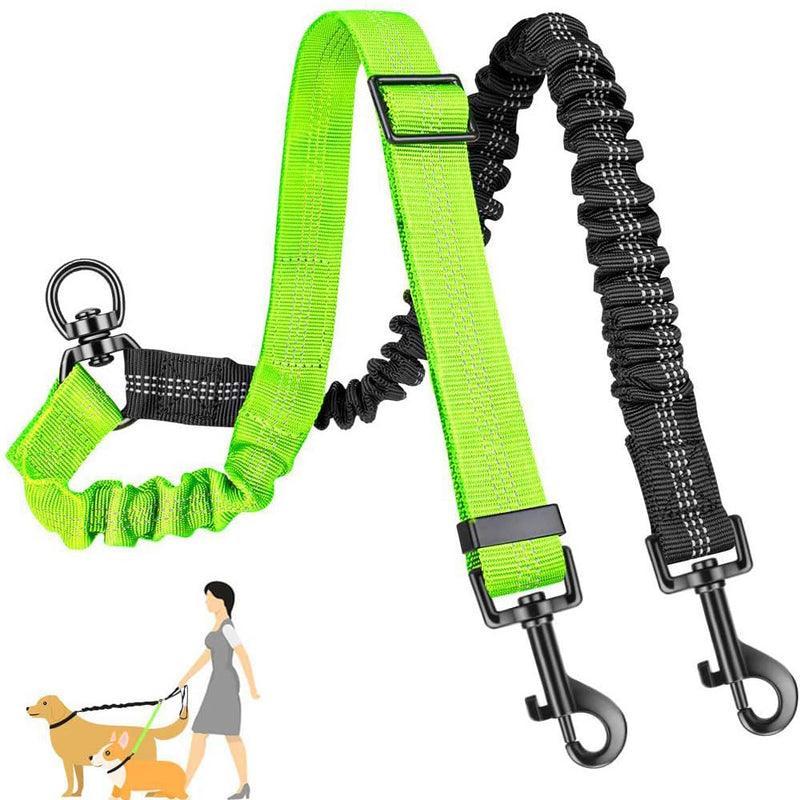 Two Dog Lead 2 in 1 Upgraded Pet Double Dog Leash Comfortable Shock Absorbing Reflective Bungee Lead Walk 2 Dogs Double Dog Leash 360° Swivel Double Dog Walking for Different Size Dogs - BeesActive Australia
