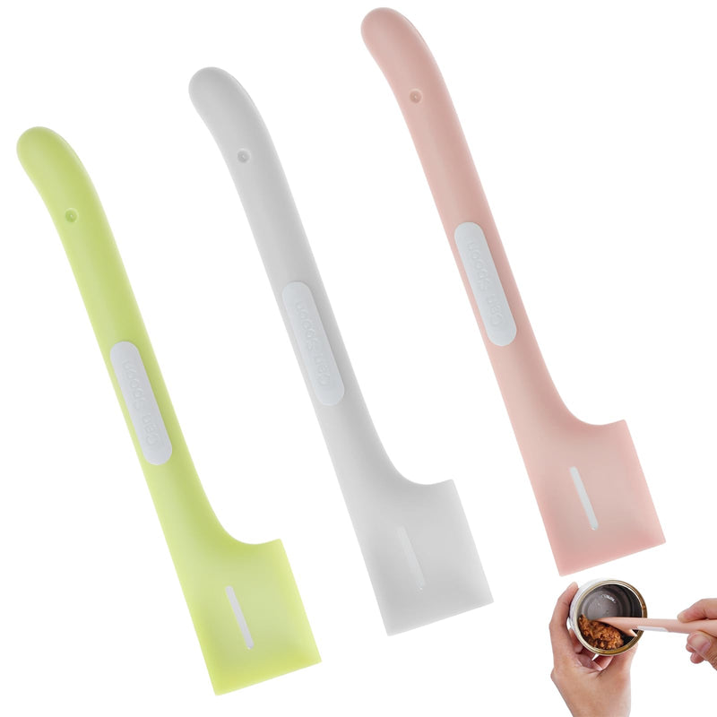 3 Pcs Pet Food Can Spoon Silicone Cat Food Can Supplies Pet Canned Mixing Spoons Mini Spatula Spoon Dog Food Scoop for Dogs and Cats Wet Food Feeding (Pink/Grey/Pink) - BeesActive Australia
