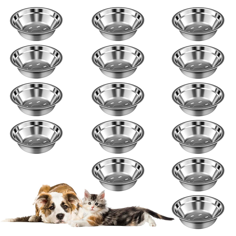 15 Pcs Bulk Stainless Steel Dog Bowls Pets Bowl Cat Water Bowls 2 Cups Dog Food Bowl Metal Replacement Food and Water Dish for Small Puppy Cat (16.68 oz) - BeesActive Australia