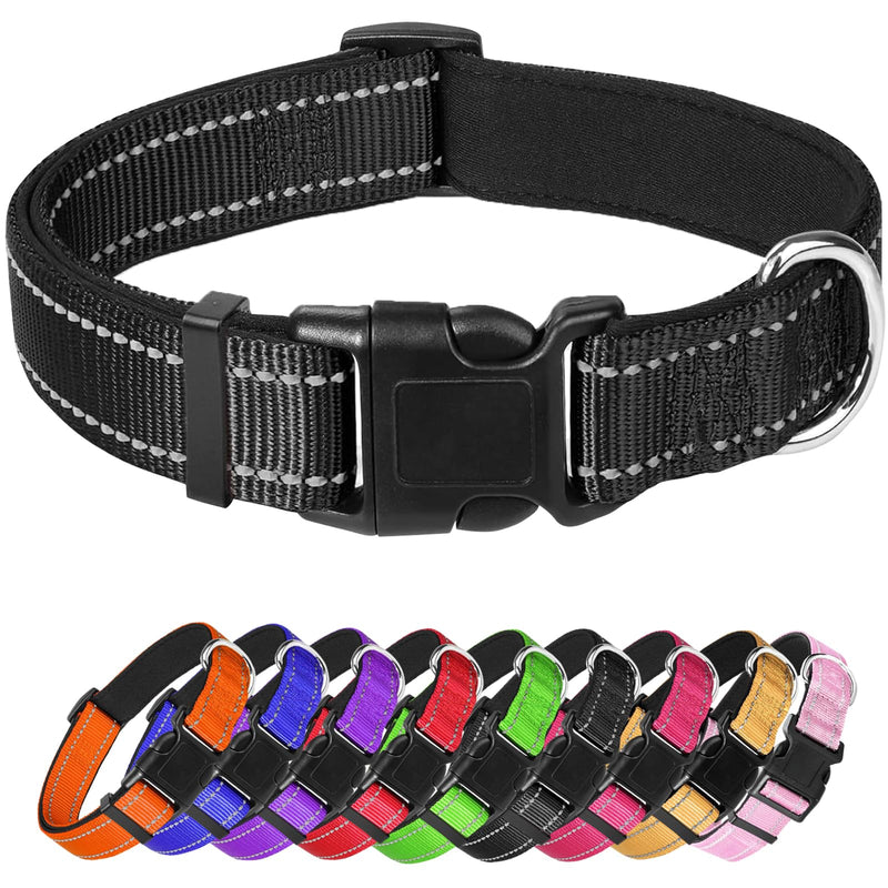 Large Dog Collar, Reflective Pet Collar with Buckle Adjustable Safety Nylon Collars for Small Medium Large Dogs, Black Large :Width 0.98",Neck 16-24" - BeesActive Australia