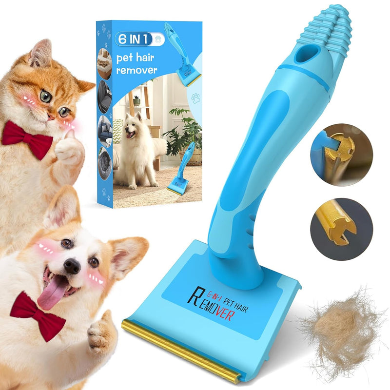 6IN1Pet Hair Remover Tool,Reusable Animal Fur Removal Tool,Pet Hair Remover Broom Pet Hair Removal,Dog and Cat Hair Remover,Couch,Furniture,Carpet Pet Hair Removal Brush Tool(8.27inches) 8.27 Inch - BeesActive Australia