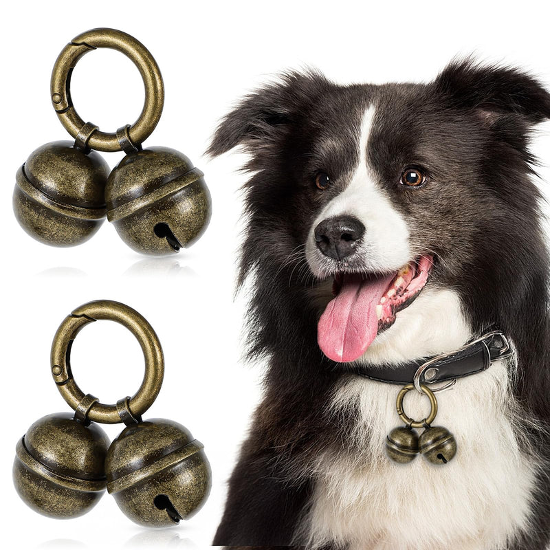 2Pcs Dog Bells for Pet Tracking, Bell for Dog Collar, Extra Loud Pet Tracker Training Bells, Copper Bells with Quick Clips, Collar Bells for Pets, Bronze Pet Collar - BeesActive Australia