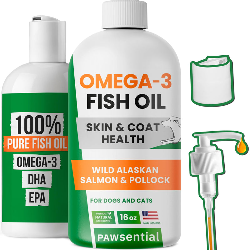 Omega 3 Fish Oil for Dogs - Made with Wild Alaskan Salmon Oil for Dogs; Liquid Fish Oil Supplement for Pets with Omega 3 EPA+DHA Fatty Acids; Real Ingredients, Real Taste — Trusted by Vets! 16 fl oz - BeesActive Australia