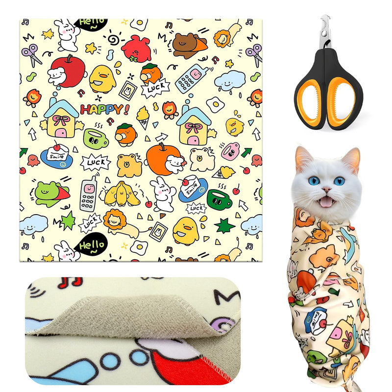 Mity rain Cat Grooming Supplies - Cat Wrap for Cutting Nails with Cat Nail Clipper, Cat Restraint for Nail Clipping to Anti-Runaway/Scratch/Bitten, Cat Swaddle Wrap for Calming & Holding Cat (Large) Animal Large - BeesActive Australia