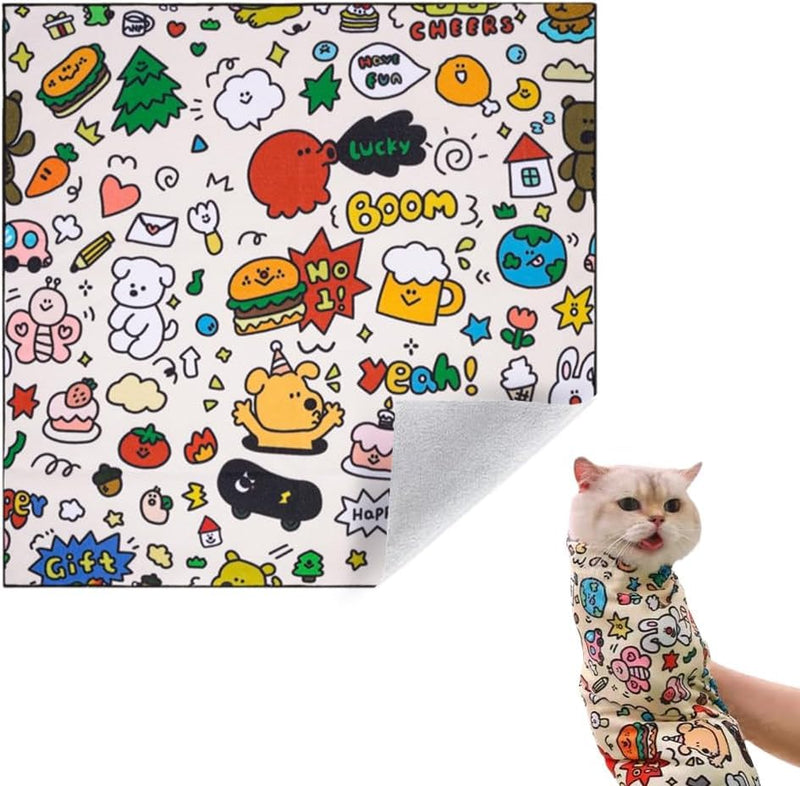 Cat Grooming Wrap,Self-Adherent Anti-Bite, Anti-Scratch, Anti-Escape Calming Wrap, Nail Clipping- Multifunctional Pet(M (Within 11.1lbs)) - BeesActive Australia