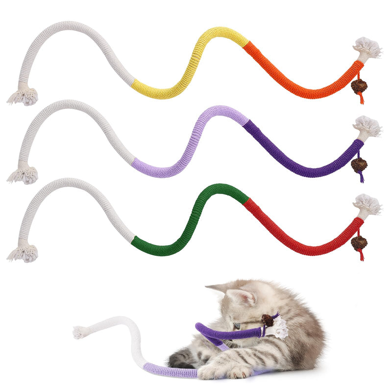 Cat Toys Chew Ropes Toys, 3 Pcs 27.9 Inches Interactive Catnip Toys for Indoor Cats, Kitten Teeth Cleaning Chew Toys for Dental Care - BeesActive Australia