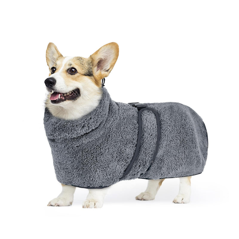 Glittme Dog Bathrobe, Super Soft Dog Robe Quick Drying Dog Towels for Drying Dogs Large, Adjustable Dog Robes for After Bath, and Dog Dryer for Dog, Puppy, M, Grey Medium - BeesActive Australia