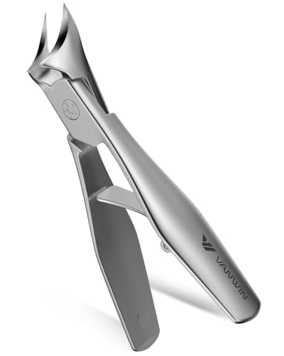 Ingrown Nail Clippers, Slant Curved Blade Nail Clippers for Men Thick Ingrown Toenails with 33mm Wide Jaw Opening, Heavy Duty Stainless Steel Toenail Clippers for Seniors Thick Toenails Silver