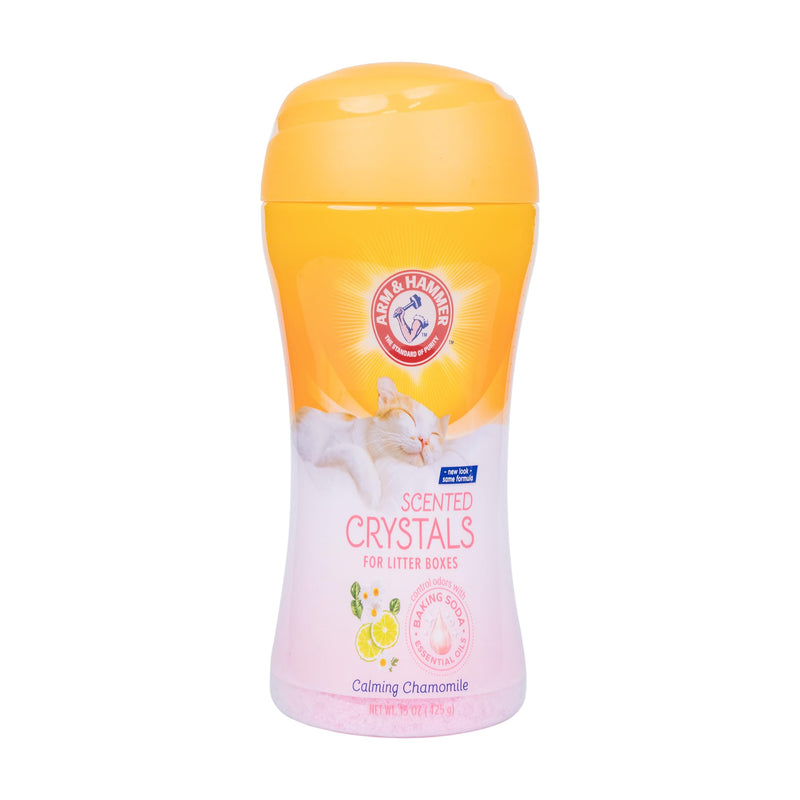 Arm & Hammer Cat Litter Deodorizing Crystals with Baking Soda Calming Litter Box Odor Eliminator Dissolving Crystals for Litter Odor Control Chamomile Scent 15 OZ Single Routine Litter Freshener Calming - Chamomile 15 Ounce (Pack of 1)
