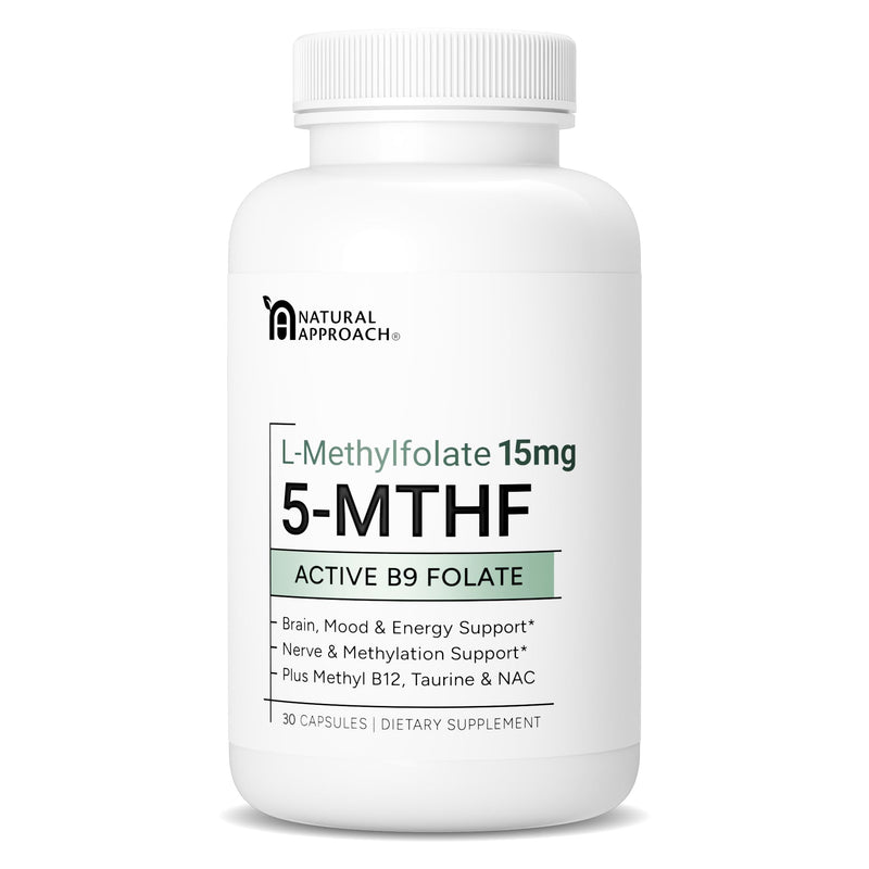 L-Methylfolate 15mg | 5-MTHF (Active B9) with Methyl B12, D3, NAC & Taurine | Premium Methylated Folate Supplement for Daily Use | Mood, Energy & Cognitive Support | 30 Capsules 30 Count (Pack of 1)