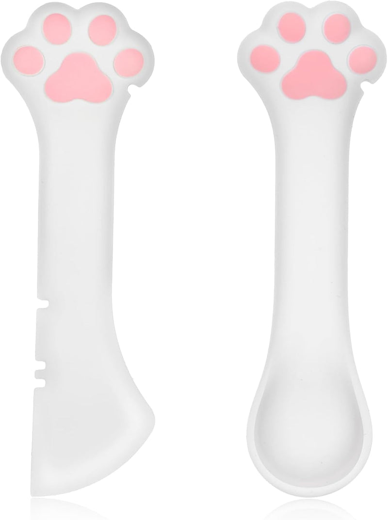 TIESOME Cat Food Spoon Cat Can Opener, Set of 2 Cat Food Spatula Paw Shape Cat Spoons for Food Cute Silicone Pet Food Spoon Dog Food Can Cover Opener Mini Cat Treat Spoon for Wet or Dry - BeesActive Australia