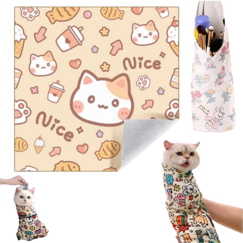 Cat Wrap for Cutting Nails,Cat Grooming Wrap,21.5 Inch Cat Burrito Wrap,Cat Swaddle Wrap,Pet Grooming Adhesive Restraint Cloth,Magic Wrap for Cats,For Clip Nails,Clean Ears(C,L(Within 11.1lbs)) L(Within 11.1lbs) C - BeesActive Australia
