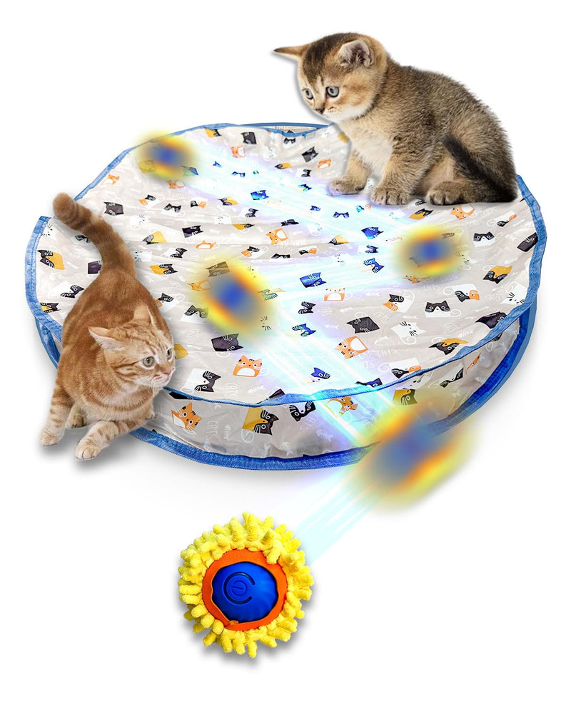 Interactive Cat Toys for Indoor Cats, Automatic Motion Cat Ball Toy with Play Pouch, Hide and Seek Cat Toy with Plush Shell, Rechargeable Kittens Toy, Simulated Hunting Cat Toys - BeesActive Australia