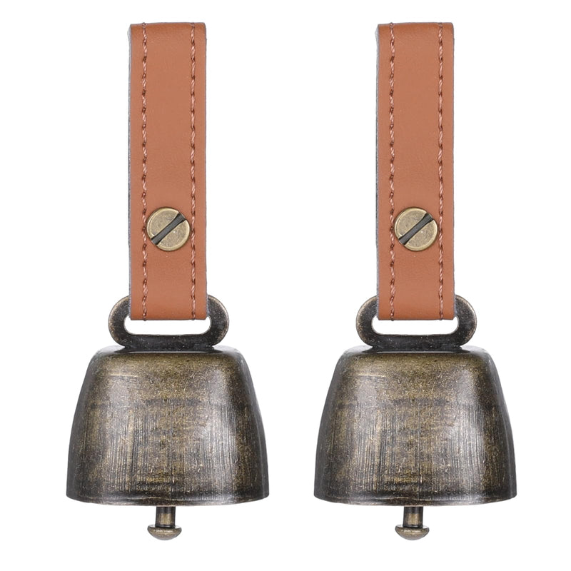 2 PCS Pet Bells for Collar Dog Collar Bell Tracker Noise Maker Anti-Theft Dog Bells for Collar Bell with Leather Button Strap Dog Bell Accessories Dog Potty Bell Dog Bells to Go Outside Hiking - BeesActive Australia