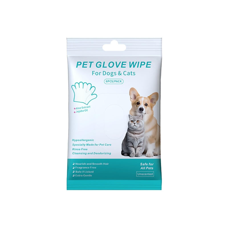 Extra Thick Pet Bathing Wipes for Dogs & Cats, Cleaning & Deodorizing Grooming Gloves, Nourish Fur Glove Wipes for Daily Care and Traveling, Rinse Free Cleaning & Deodorizing Bathing 6 PCS Cat Wipes - BeesActive Australia