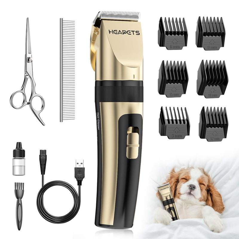 Dog Grooming Clippers, Single Pack – Low Noise, Rechargeable, Cordless Electric Hair Clipper for Dogs, Cats, and Other Pets, Gold - BeesActive Australia