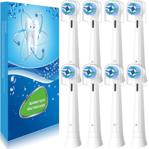 8 Pack Replacement Toothbrush Heads Compatible with Oral B iO, Brush Heads for Oral-B iO 2/3/4/5/6/7/8/9/10/7G Series, with Covers, White White-8 1 Count (Pack of 8)
