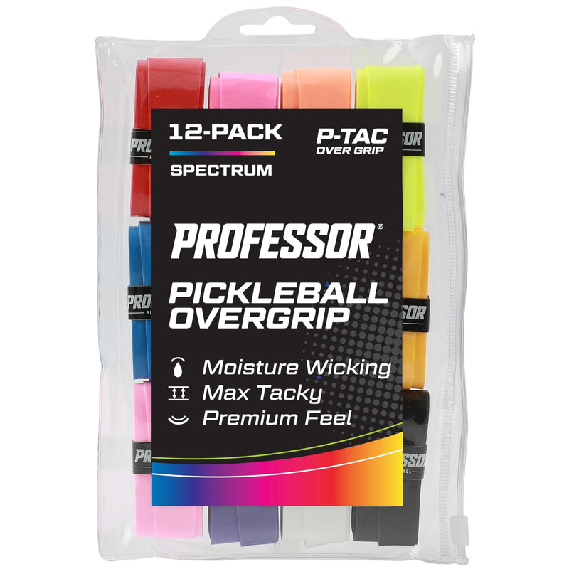 Professor P-Tac Pickleball Paddle Overgrip – Max Tacky, Moisture-Wicking Grip Tape for Pickleball Paddles in 6 & 12 Packs, Anti-Slip & Durable Overgrip for Control & Enhanced Performance Spectrum - 12-Pack - BeesActive Australia