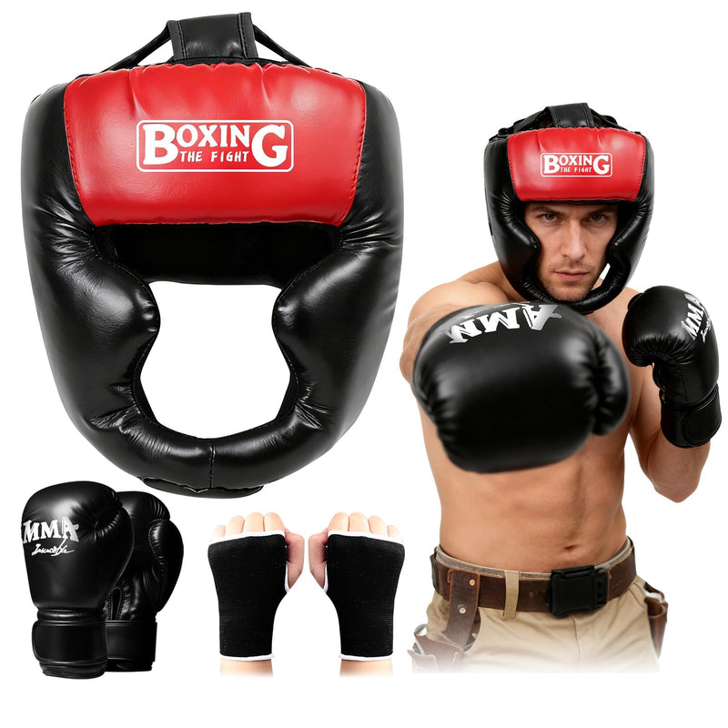 Sparring Head Guard with Gloves - Boxing Safety Headgear for MMA, Kickboxing, Muay Thai & Boxing - Adult & Kids Red Large-X-Large