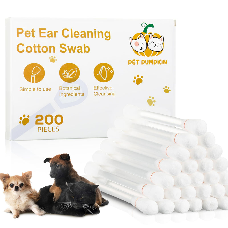 PetPumpkin Gentle & Effective 2-in-1 Pet Ear Cleaning Swabs Solution - Ear Cleaning for Cats & Dogs - Daily Care Removes Wax, Dirt & Odor- 50PCS 50 - BeesActive Australia