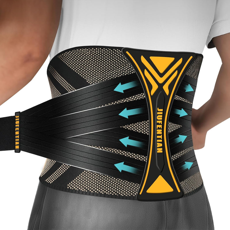 JIUFENTIAN Copper Back Braces for Lower Back Pain with Support System - Lower Back Brace for Herniated Disc,Lumbar supports for Sciatica, Scoliosis,Heavy Lifting and Work(Large) BR24A Large - BeesActive Australia