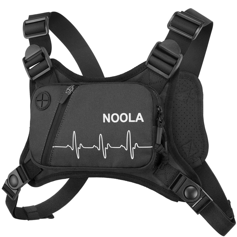 NOOLA Running Chest Pack, Running Vest for Men with Reflective Back, Sport Chest Bag for Runners, Cycling, Biking, EDC Pouch Black