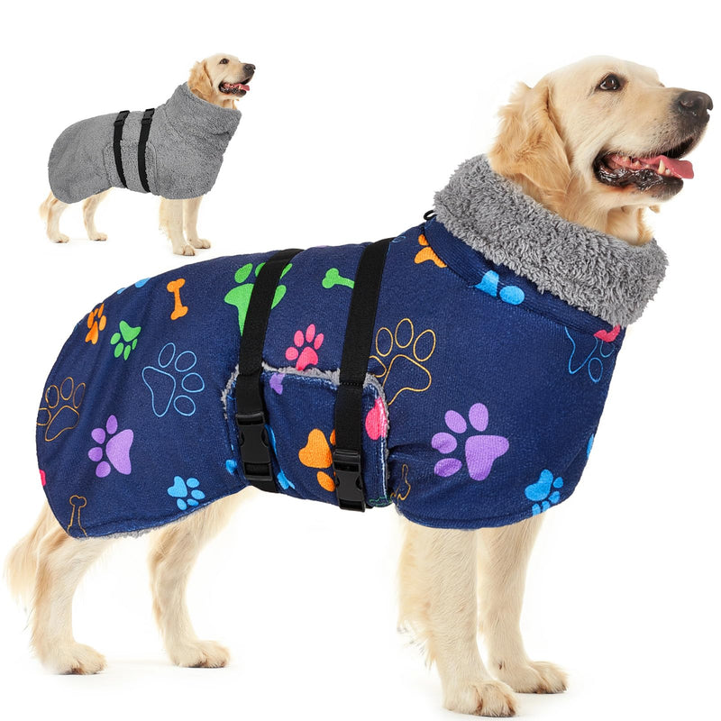 Dog Robe Quick Drying Dog Bathrobe Super Absorbant Dog Towels for Drying Dogs Cute Dog Clothes Thickening Dog Bath Supplies for After Bath Adjustable Dog Drying Coat, Wearable On Both Sides (S-XXL) Large Blue - BeesActive Australia