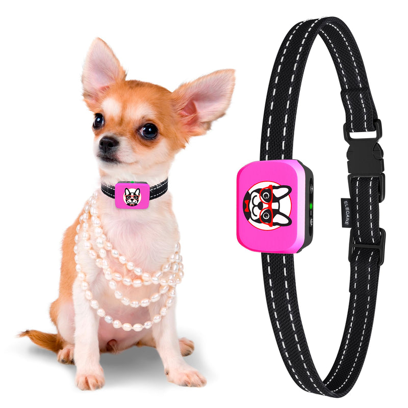 Small Dog Bark Collar Rechargeable - Smallest Bark Collar for Small Dogs 5-15lbs - Most Humane Stop Barking Collar - Dog Training No Shock Anti Bark Collar - Pet Bark Control Device (Pink) Pink - BeesActive Australia